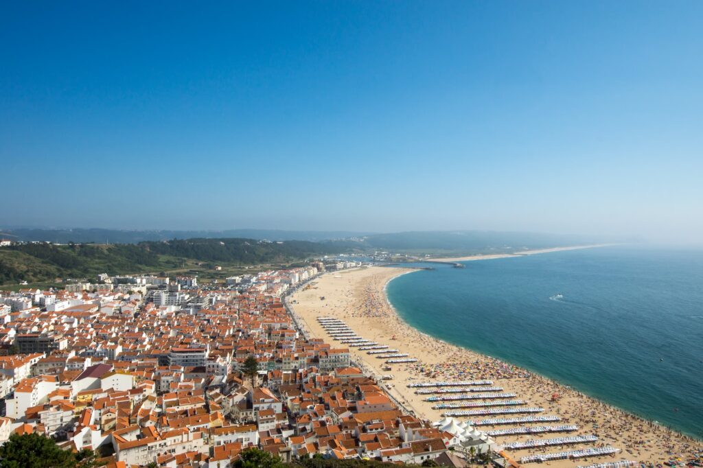 Nazare with the beach in Portugal