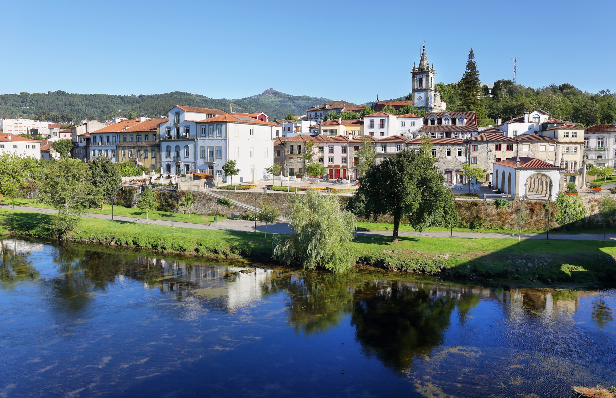 Portugal Minho Region "Ponte da Barca" town and the Lima River, Portugal
